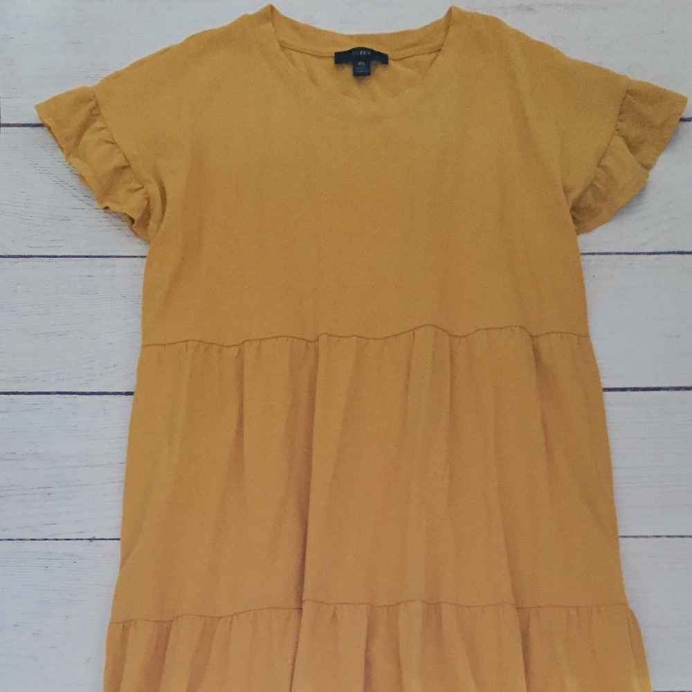 J. Crew Mustard Yellow Loose Fit Cotton Dress xs